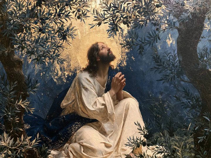 Jesus in Gethsemane - Gethsemane in Midnight Blue, Olive and Gold · Landscape n° 1