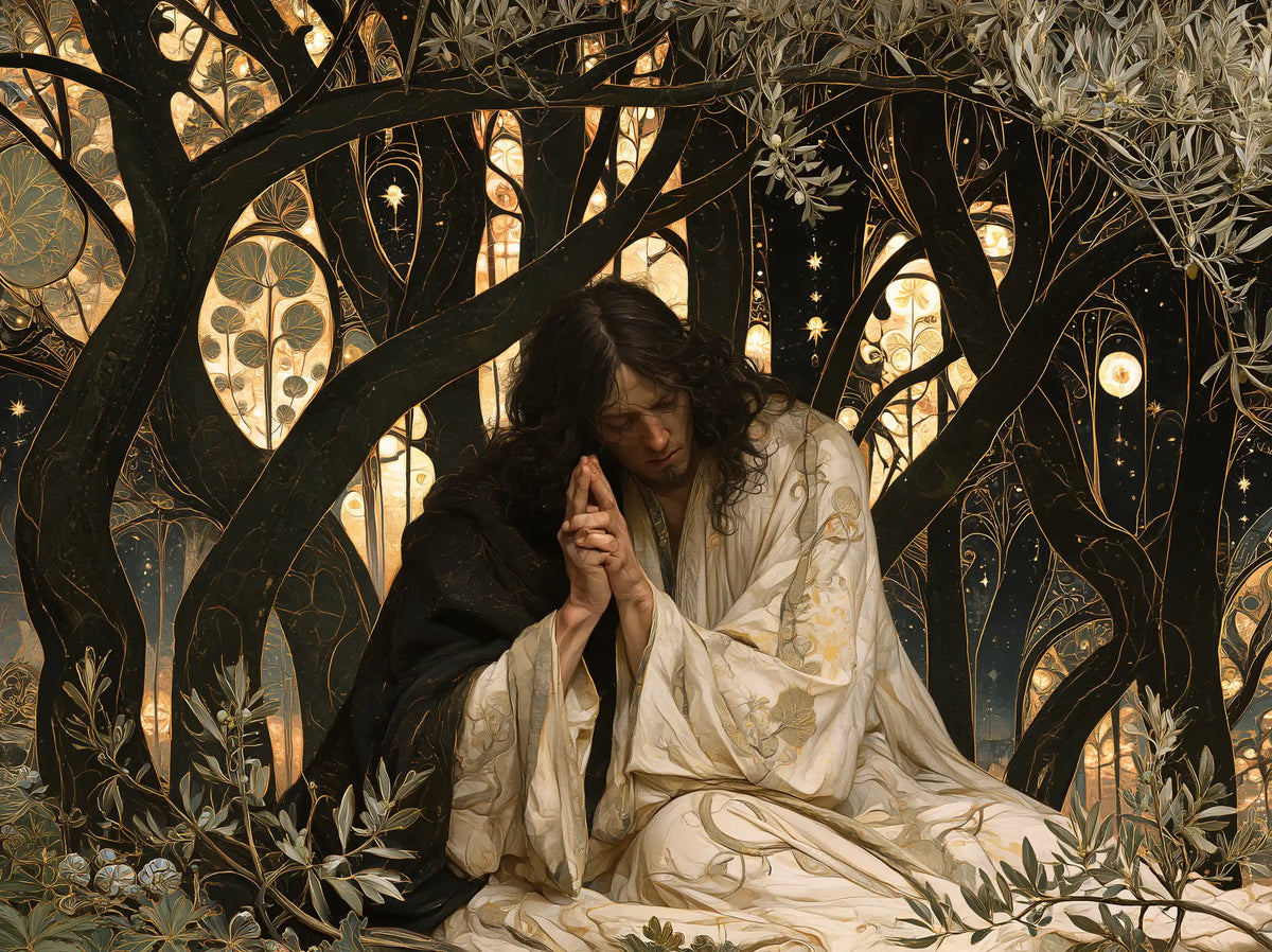 Jesus in Gethsemane - Sacred Art Nouveau · Landscape n° 5