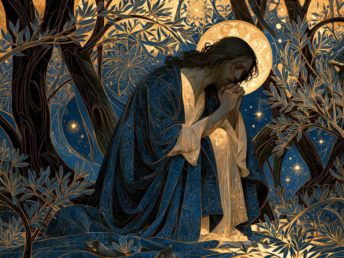 Jesus in Gethsemane — Prayer beneath the Starry Cloak