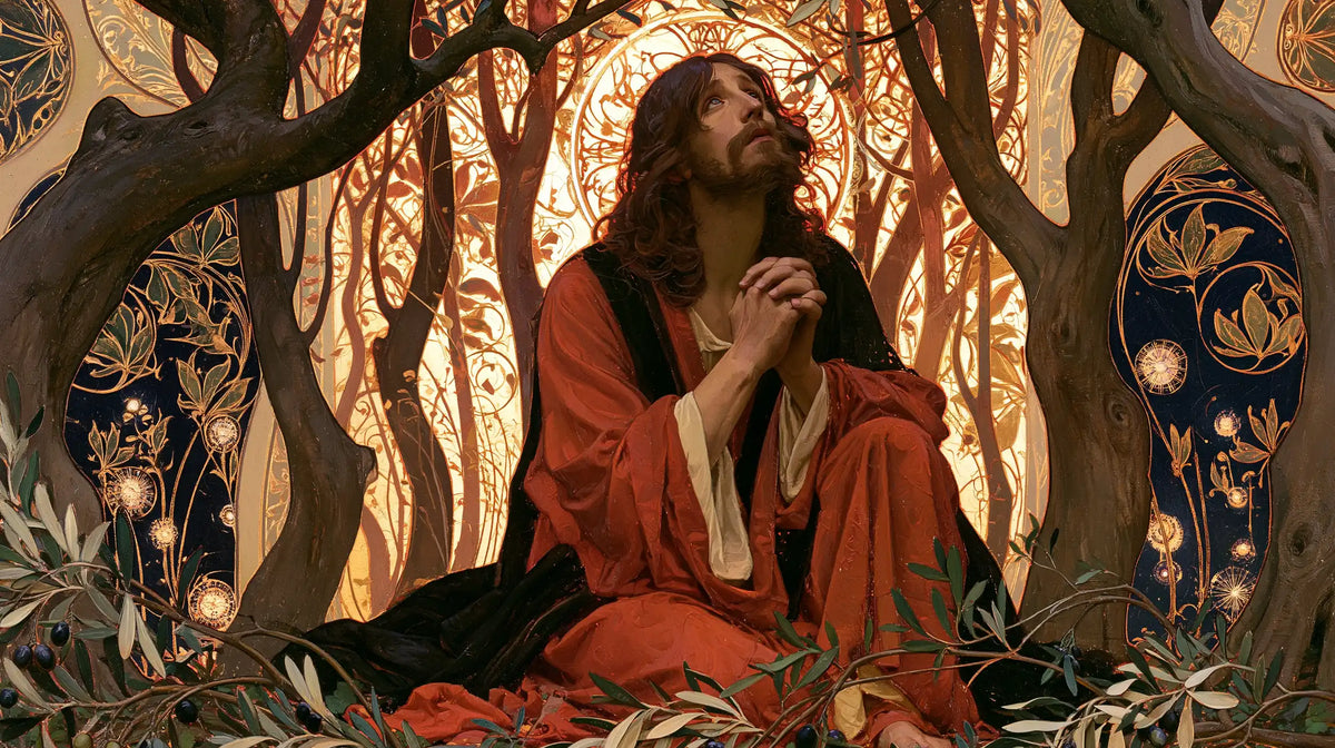 Jesus in Gethsemane — Scarlet in the Forest of Medallions