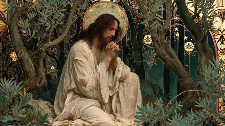 Jesus in Gethsemane — The Flowered Circle of Silence