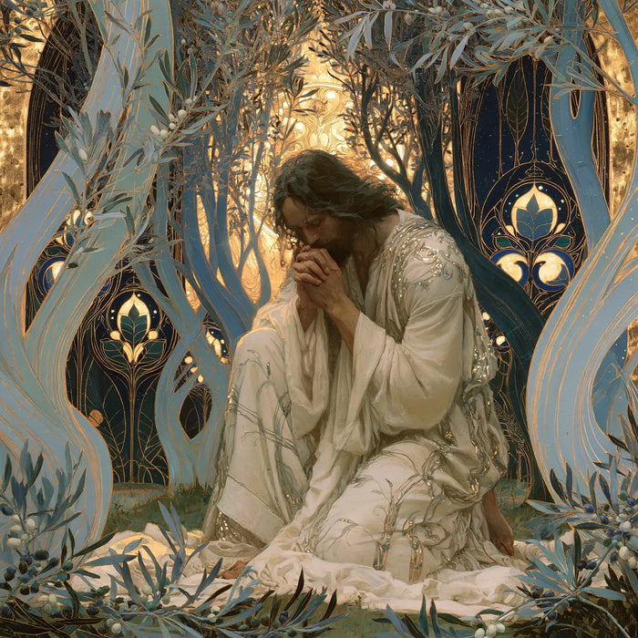 Jesus in Gethsemane - Sacred Art Nouveau · Square n° 1