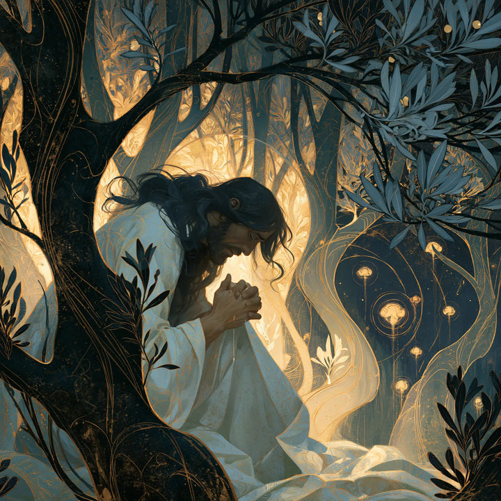 Jesus in Gethsemane - Sacred Art Nouveau · Square n° 3