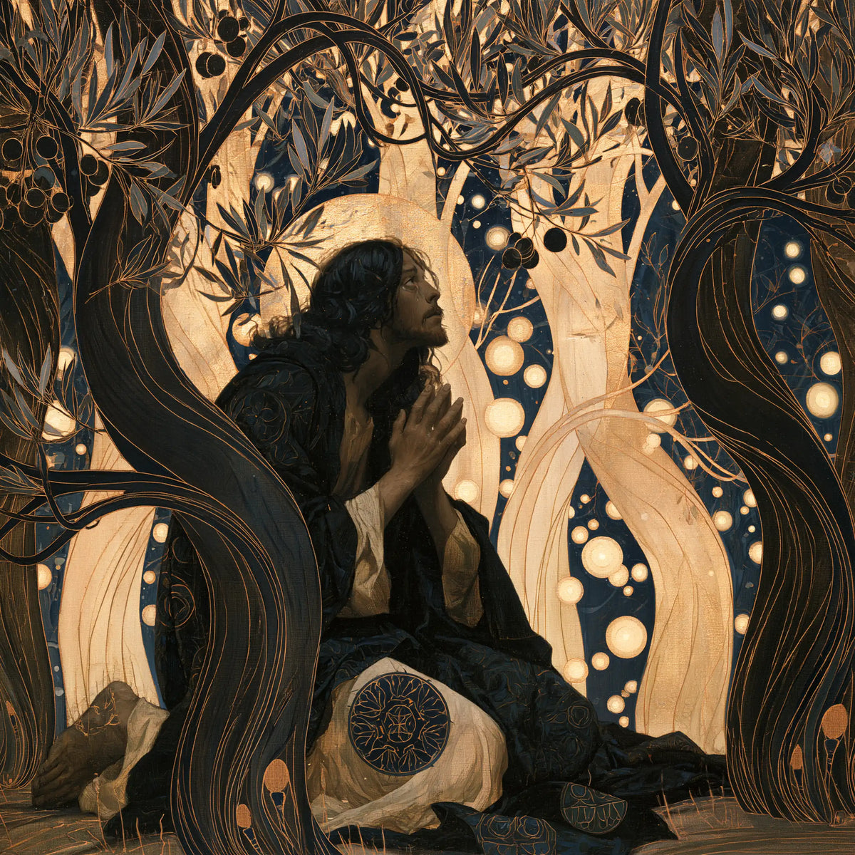 Jesus in Gethsemane - Sacred Art Nouveau · Square n° 5