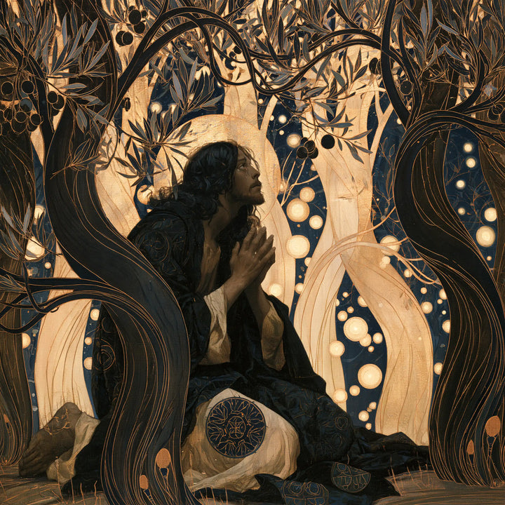 Jesus in Gethsemane - Sacred Art Nouveau · Square n° 5