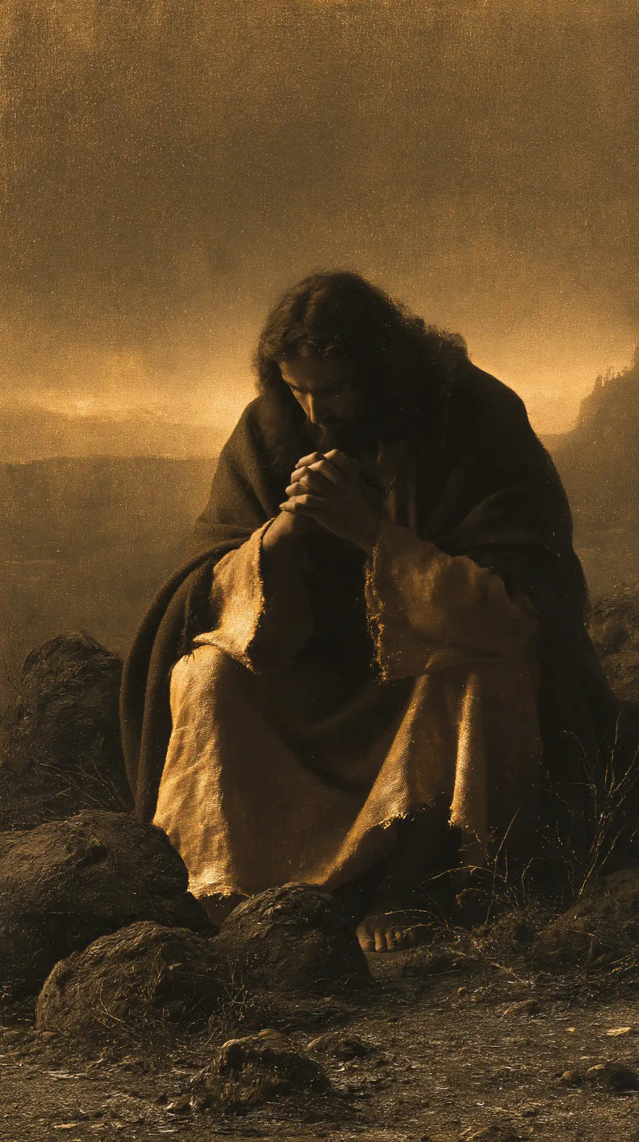 Jesus in the Desert - Black and Gold · Portrait n° 4