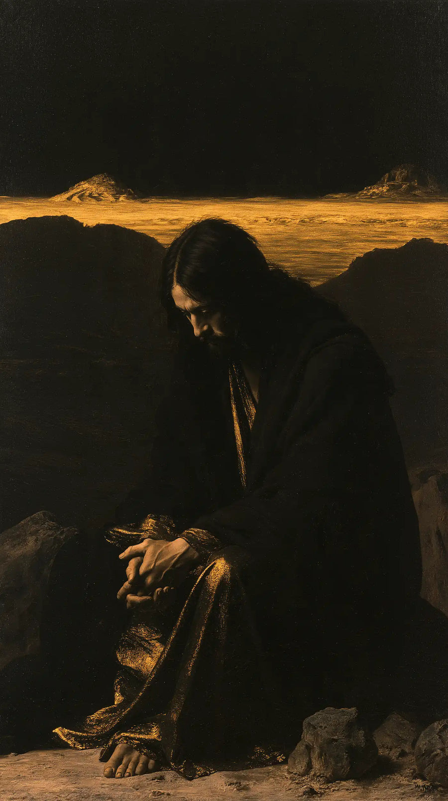 Jesus in the Desert - Black and Gold · Portrait n° 5