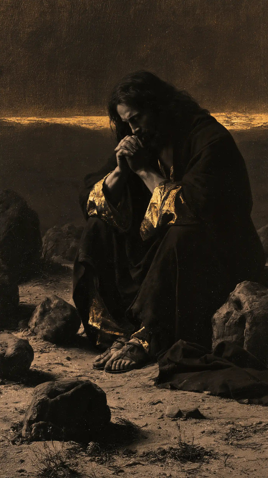 Jesus in the Desert - Black and Gold · Portrait n° 9