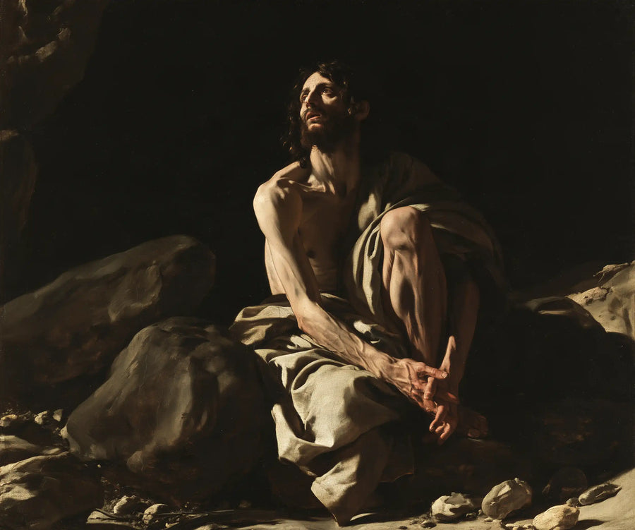 Jesus in the Desert - Caravaggio Tenebrism · Landscape n° 4