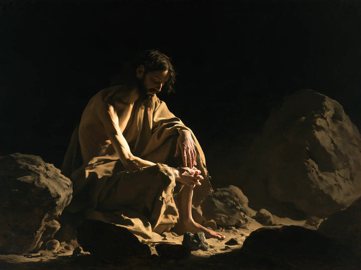 Jesus in the Desert - Caravaggio Tenebrism · Landscape n° 12