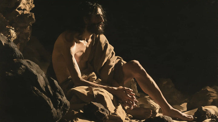 Jesus in the Desert - Caravaggio Tenebrism · Landscape n° 18