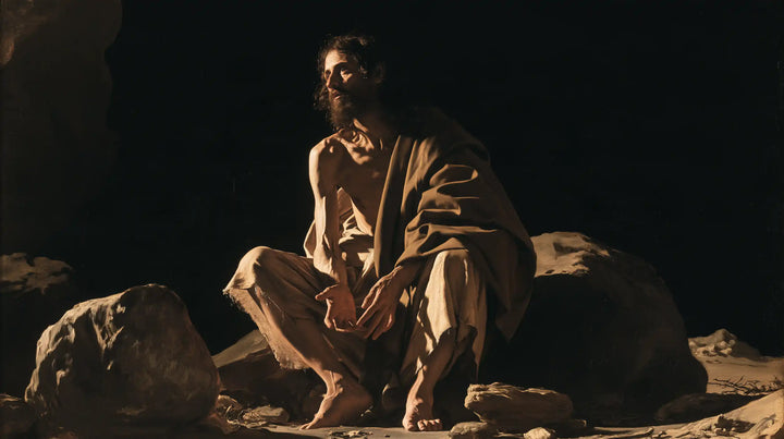 Jesus in the Desert - Caravaggio Tenebrism · Landscape n° 19