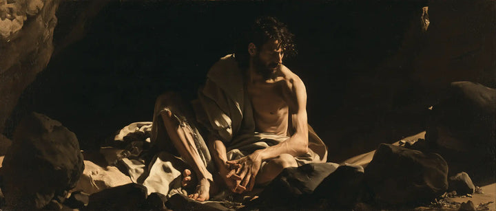 Jesus in the Desert - Caravaggio Tenebrism · Landscape n° 24