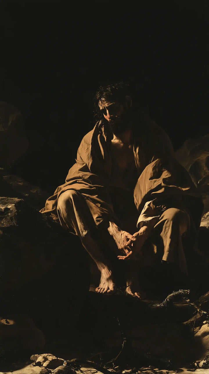 Jesus in the Desert - Caravaggio Tenebrism · Portrait n° 3