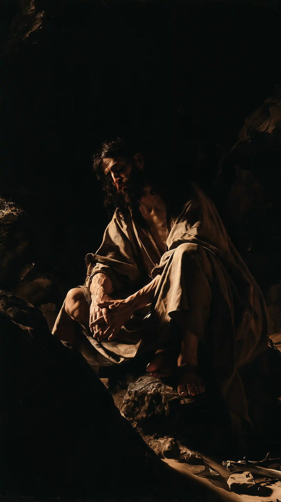 Jesus in the Desert - Caravaggio Tenebrism · Portrait n° 5