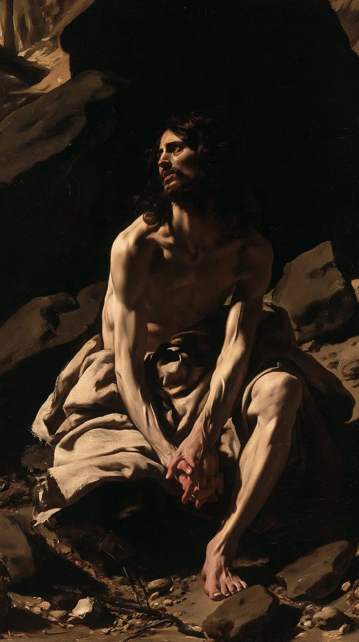 Jesus in the Desert - Caravaggio Tenebrism · Portrait n° 6