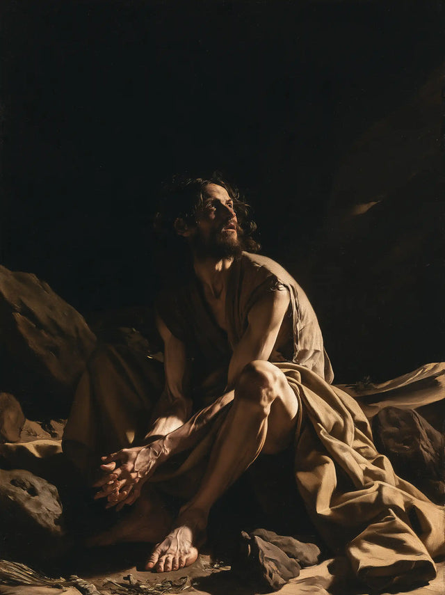 Jesus in the Desert - Caravaggio Tenebrism · Portrait n° 16
