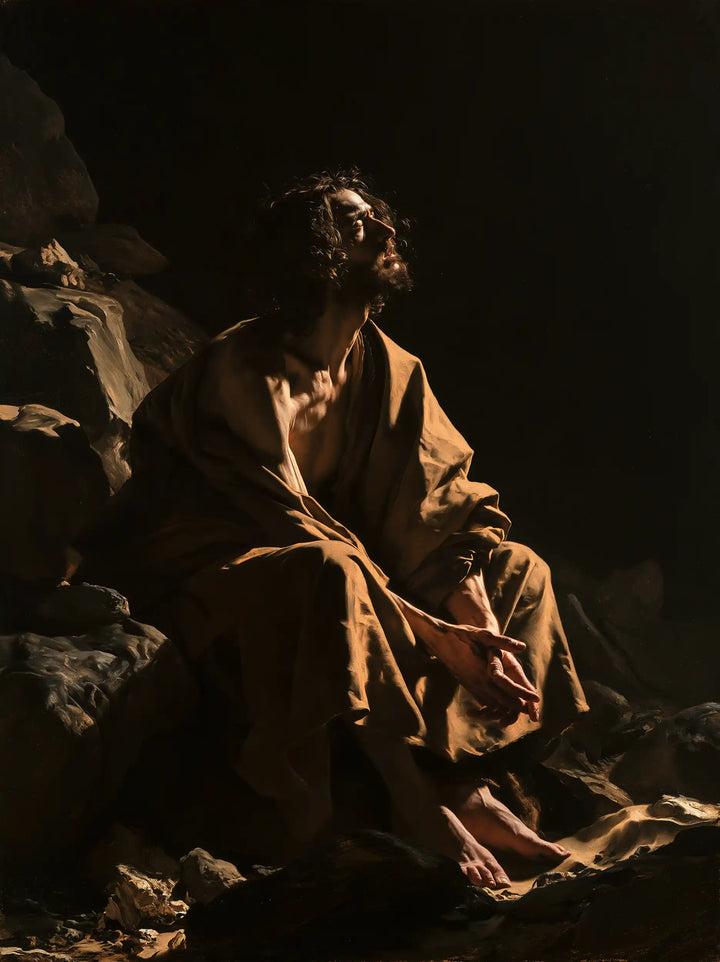 Jesus in the Desert - Caravaggio Tenebrism · Portrait n° 18