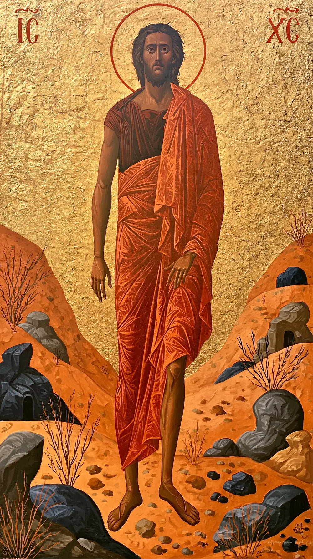 Jesus in the desert during the temptation in Contemporary Byzantine style, portrait Christian artwork no. 24