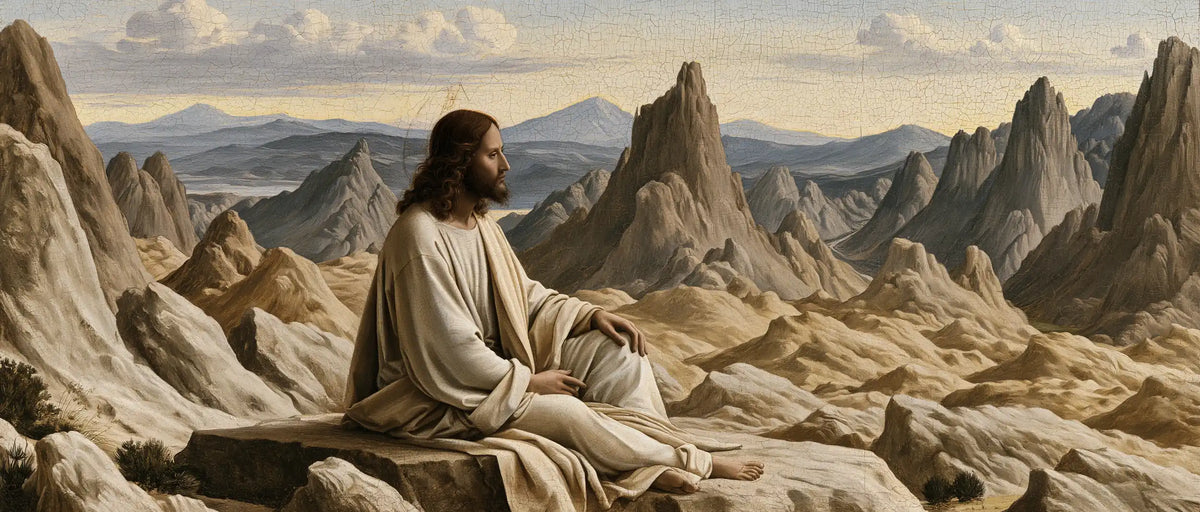 Jesus in the Desert — Silence Above Waves of Stone
