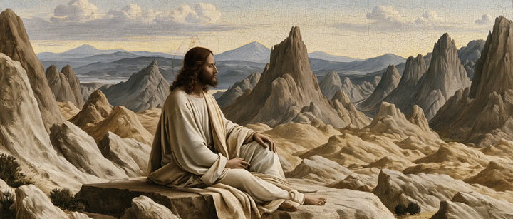 Jesus in the Desert — Silence Above Waves of Stone