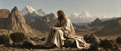 Jesus in the Desert — Hands Joined Before the Distance