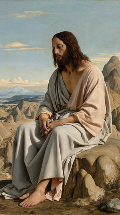 Jesus in the Desert — Peaceful Hands in Pale Folds