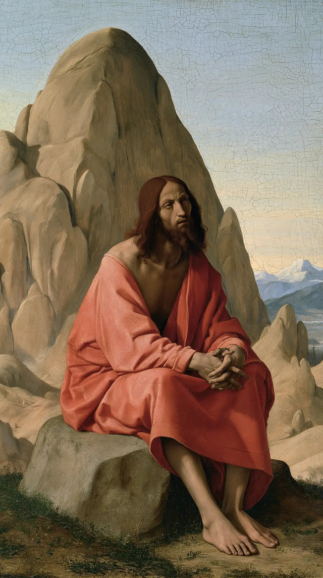 Jesus in the Desert — The Red Robe at the Foot of the Monolith