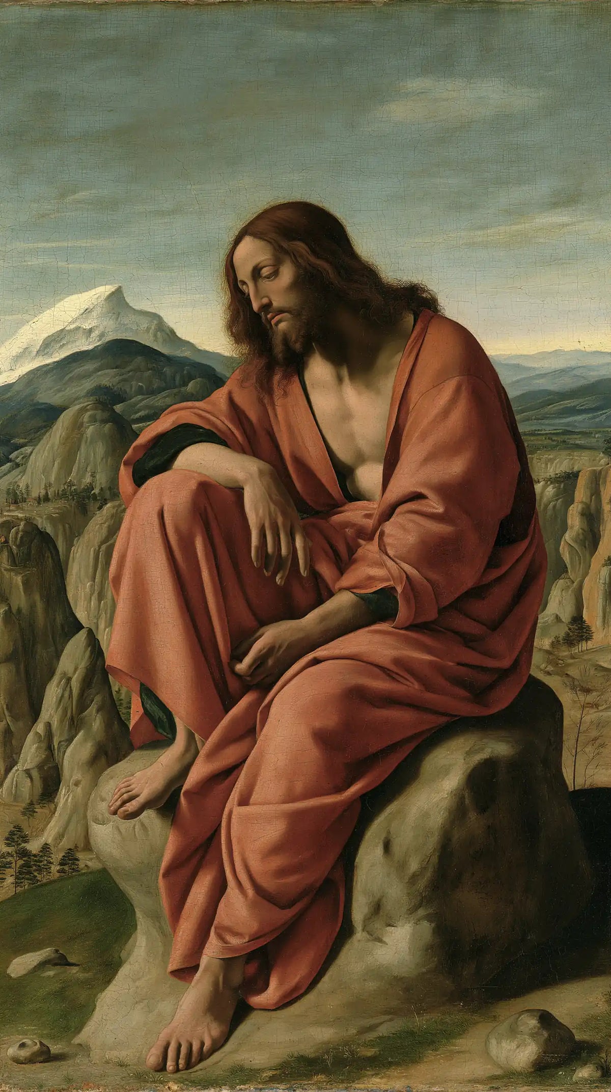 Jesus in the Desert — Rest in Folds of Rose Earth