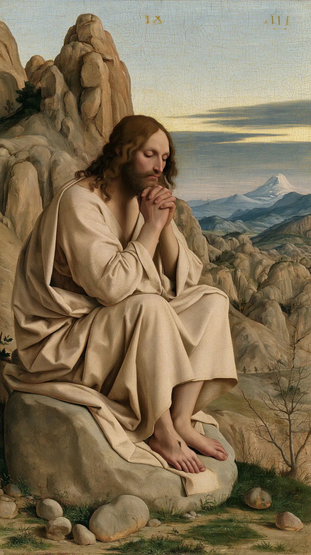 Jesus in the Desert — Prayer Above the Blue Valley