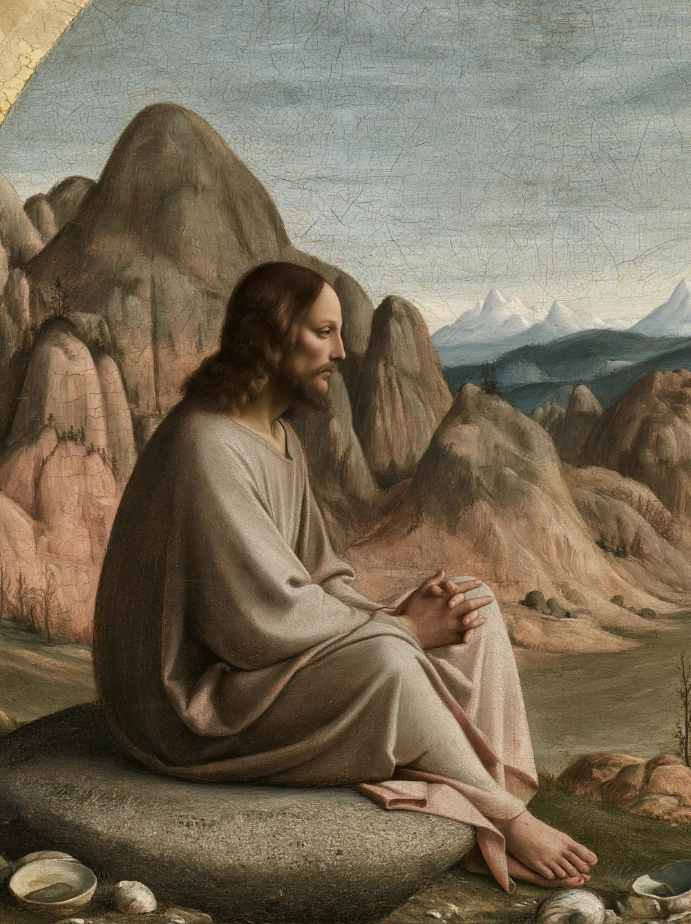 Jesus in the desert during the temptation in Florentine Renaissance style, portrait Christian artwork no. 33