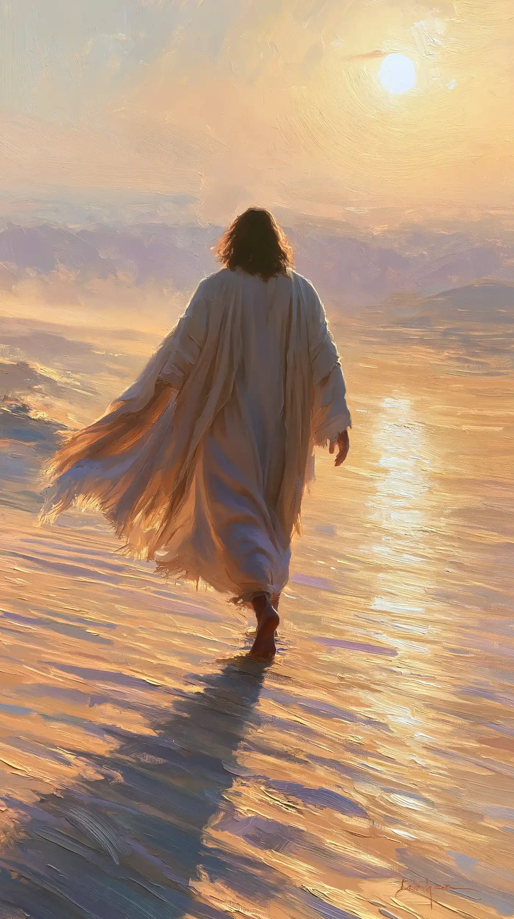 Jesus in the desert during the temptation in Impressionist style, portrait Christian artwork no. 12