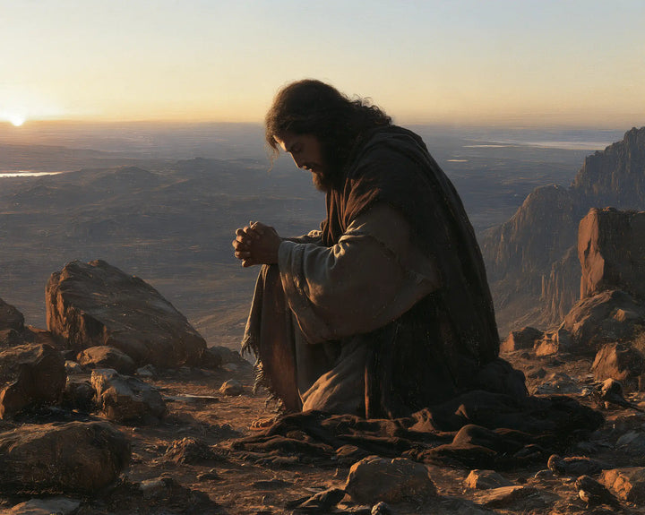 Jesus in the Desert — The Dark Cloak Facing Distant Gold
