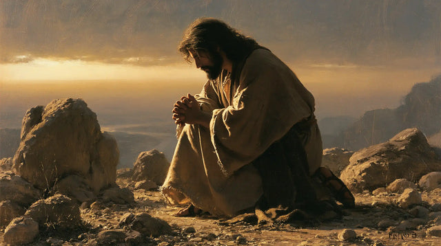 Jesus in the Desert — Gold on the Horizon, Shadow in the Cloak