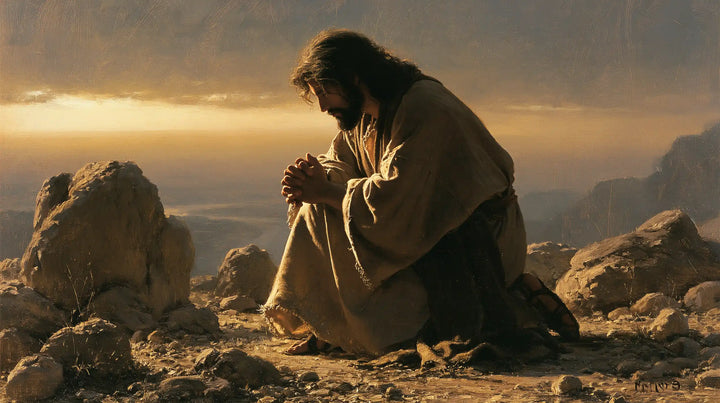 Jesus in the Desert — Gold on the Horizon, Shadow in the Cloak