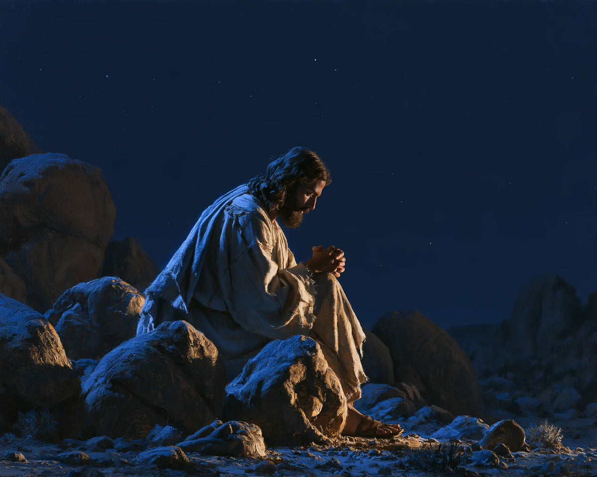 Jesus in the Desert - Midnight Blue Chiaroscuro · Landscape n° 6