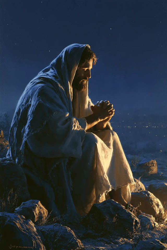 Jesus in the Desert — Prayer at the Edge of Golden Linen