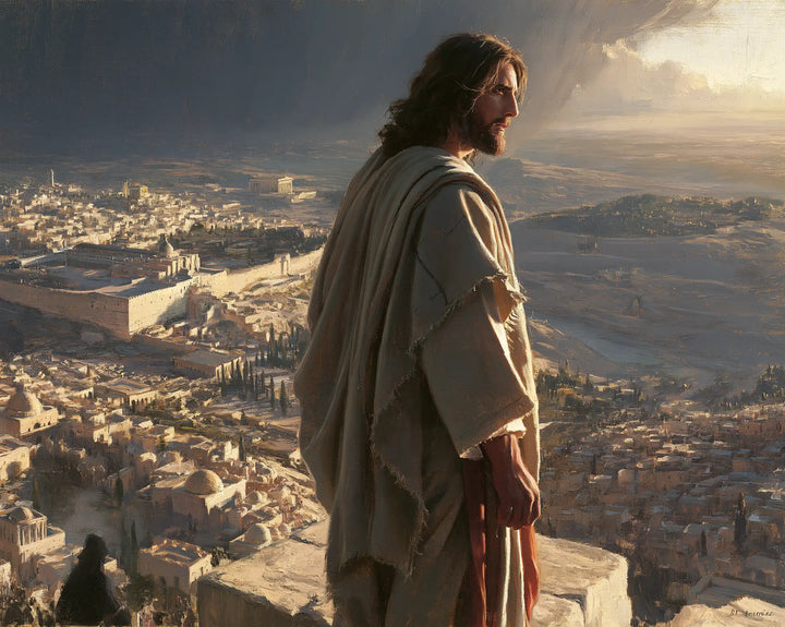 Jesus in the Desert — The Profile above the Pale Roofs
