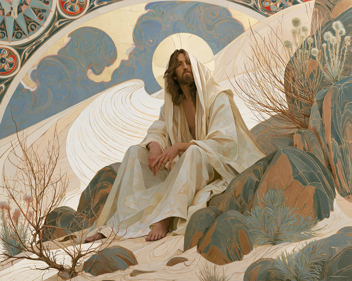 Jesus in the Desert — Rest beneath the Pearly Halo