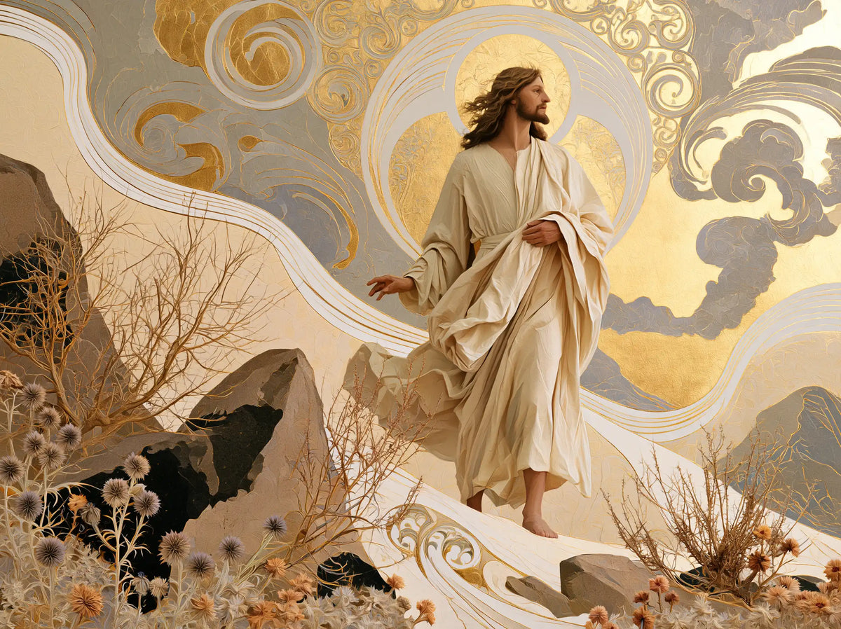 Jesus in the Desert — Drapery Carried by Golden Curves