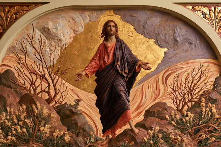 Jesus in the Desert — Open Arms within the Golden Arch