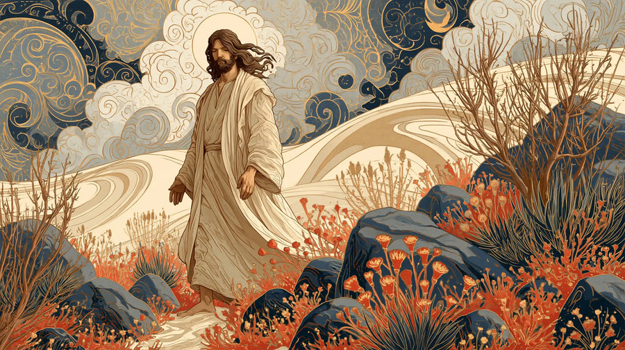 Jesus in the Desert - Sacred Art Nouveau · Landscape n° 18