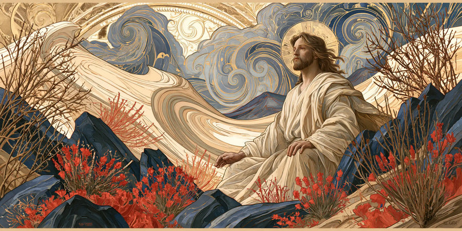 Jesus in the Desert - Sacred Art Nouveau · Landscape n° 24