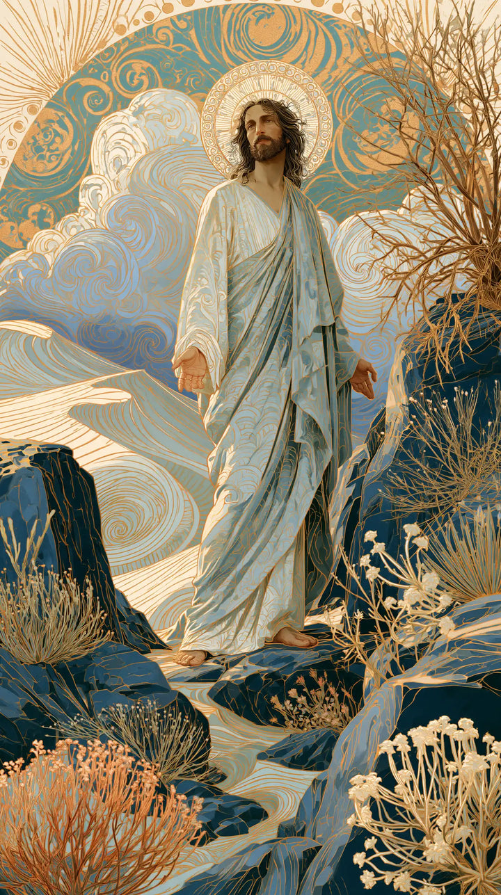 Jesus in the Desert — The Water-Coloured Robe upon the Golden Path