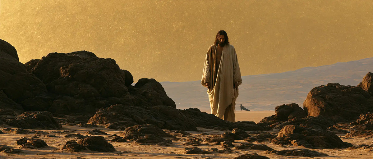 Jesus in the Desert — The Gaze beyond the Dark Stones