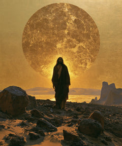 Jesus in the Desert — The Watcher before the Monumental Orb