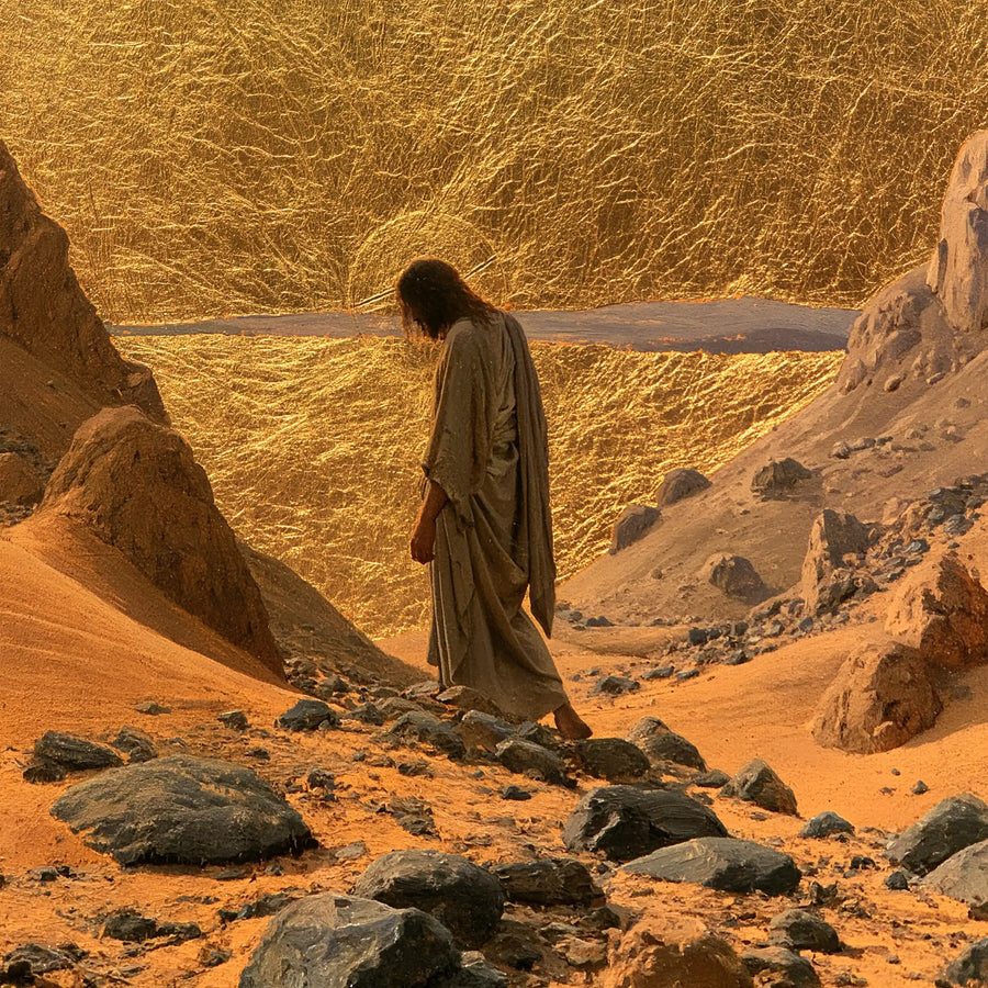 Jesus in the Desert - Sacred Gold · Square n° 1