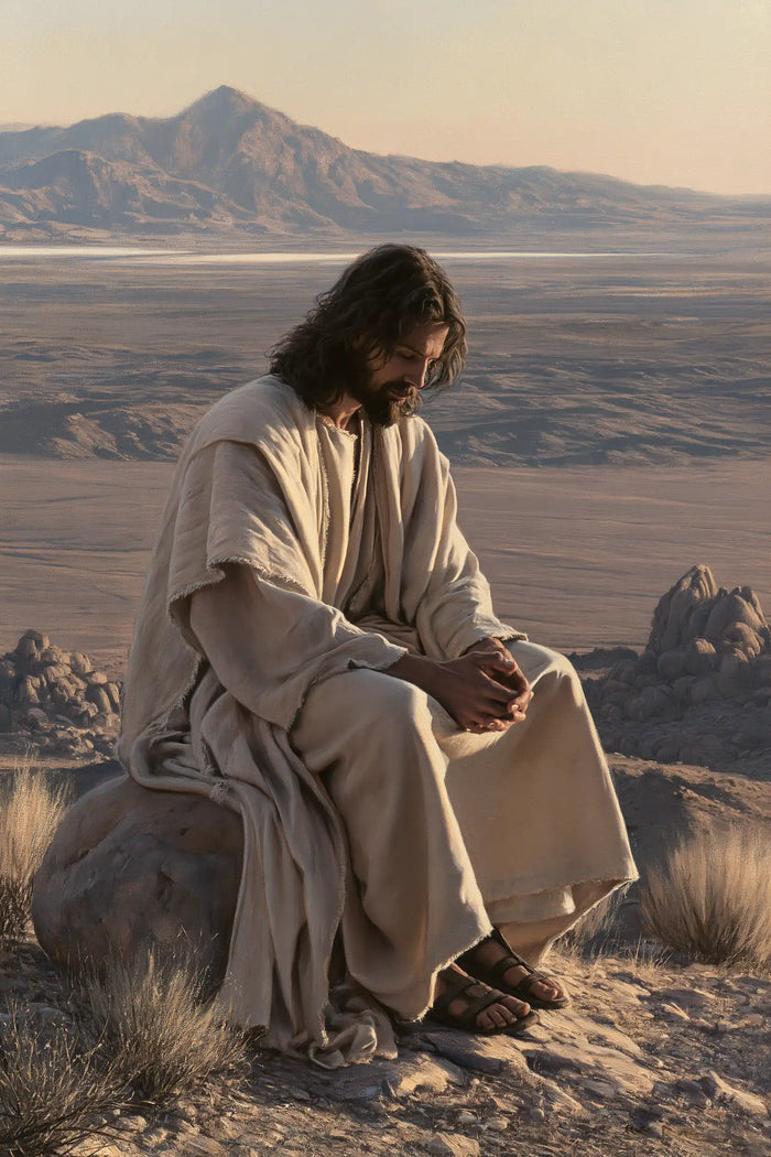 Jesus in the Desert — The Bowed Face before the Mauve Lands