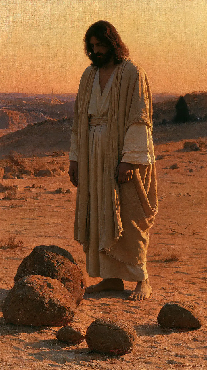 Jesus in the Desert — The Pale Robe in the Evening of Stones
