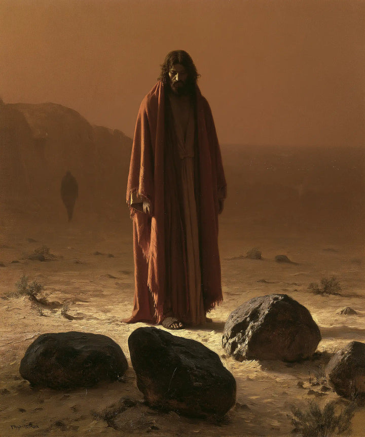 Jesus in the Desert — The Red Cloak in the Copper Haze